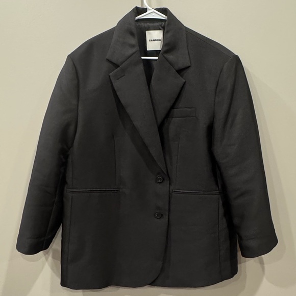 SANDRO Oversized Black Blazer - Picture 1 of 6
